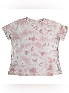 Athleta Organic Daily Crew Tie-Dye T-Shirt in Crystal Dye Palermo pink 1X plus
